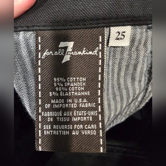 7 For All Mankind Black And Gold Raw Hem Denim Shorts Size 25 - Picture 6 of 7